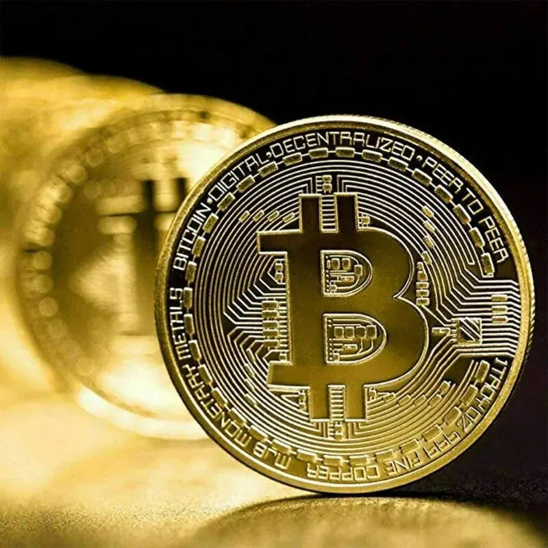 Moeda Comemorativa Bitcoin Dourada