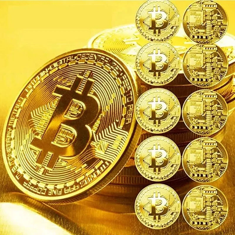 Moeda Comemorativa Bitcoin Dourada