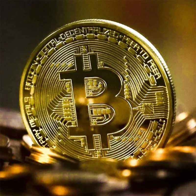 Moeda Comemorativa Bitcoin Dourada